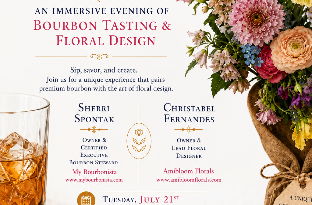 Bourbon & Blooms – 223 Main Street, Lemont, IL – Tuesday, July 21, 2026 – 6:00–8:00 pm